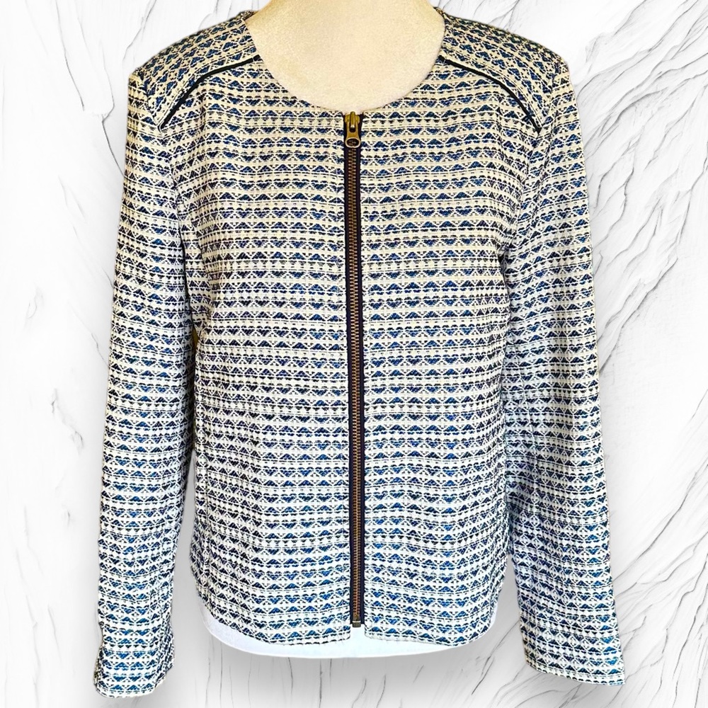 💙 J. Crew Jacquard Heart Pattern Zip-Up Ligth Jacket